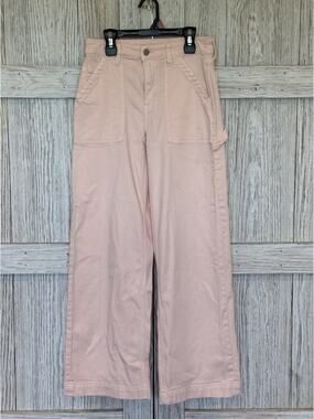 American Eagle Pants Women 0 Pink Cargo High Rise Baggy Wide Leg Stretch Flex